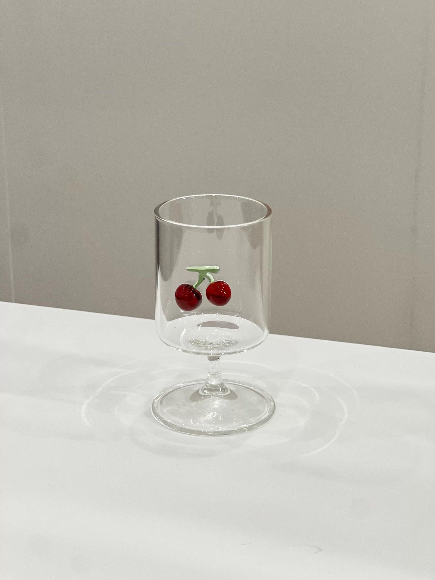 3D Red Cherry Rocks Glass | Artisan Fruit Embossed Tumbler | Cherry Motif Cocktail Glass