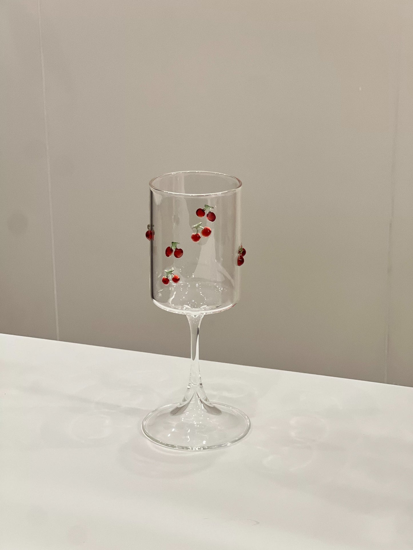 3D Red Cherry Rocks Glass | Artisan Fruit Embossed Tumbler | Cherry Motif Cocktail Glass