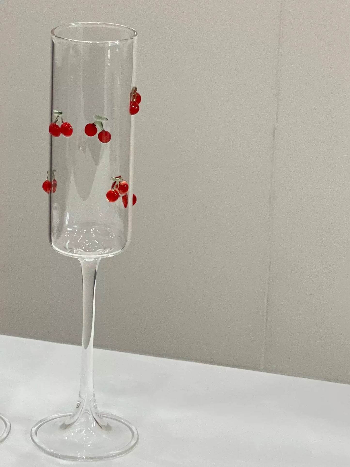 3D Red Cherry Rocks Glass | Artisan Fruit Embossed Tumbler | Cherry Motif Cocktail Glass
