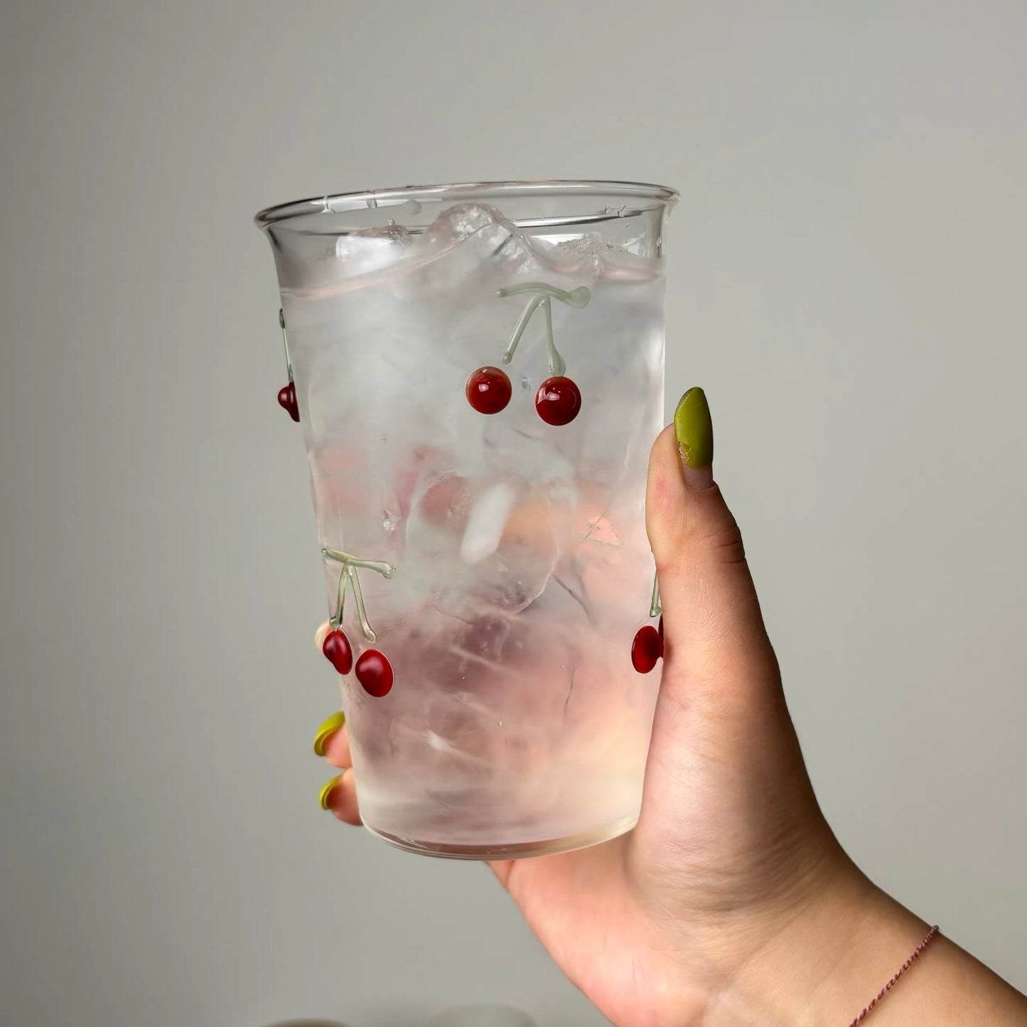 3D Red Cherry Rocks Glass | Artisan Fruit Embossed Tumbler | Cherry Motif Cocktail Glass