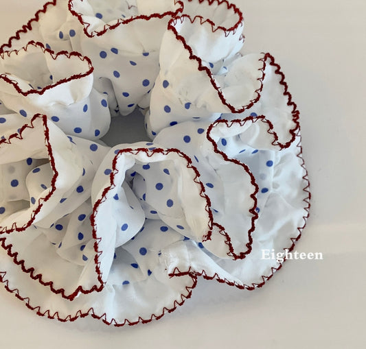 Polka Dot Ruffle Scrunchie