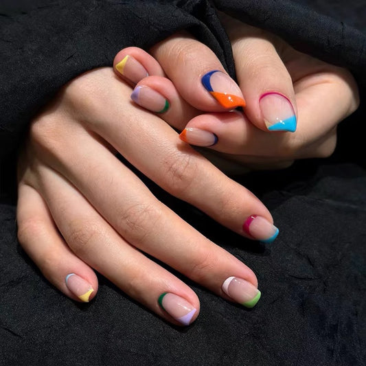 Color Block French Tip Press-On Nail Set