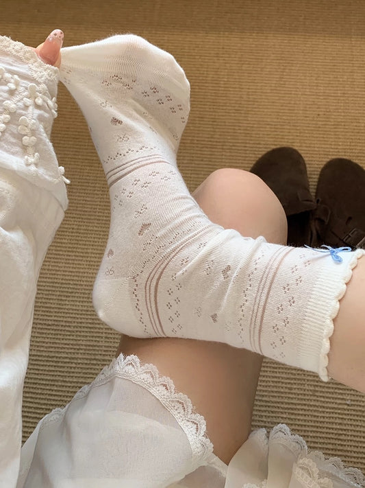 Lace Knit White Princess Socks – Vintage Style (1 Pair)