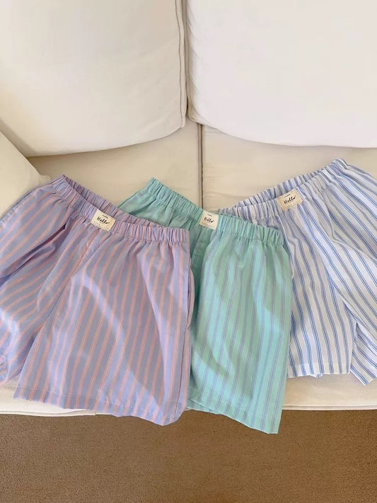 Striped Pastel Shorts for Sleep and Lounge