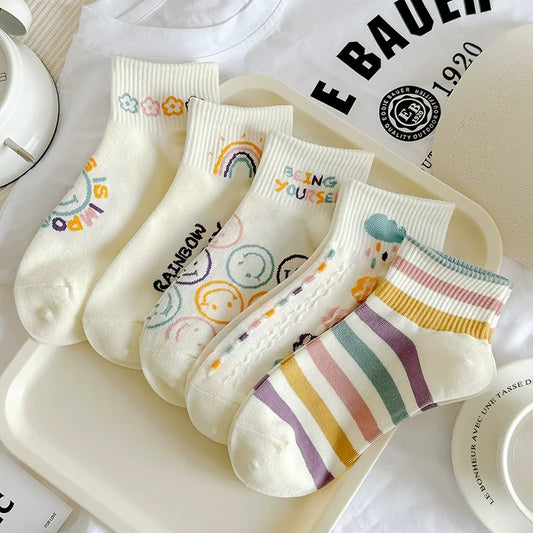 Smiley Rainbow Cotton Socks Pack (5 Pairs)