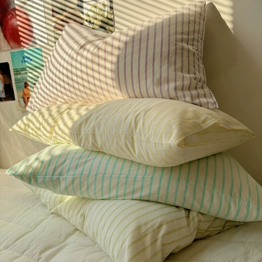 Pastel Striped Cotton Pillowcases – Soft and Cozy Bedding Covers