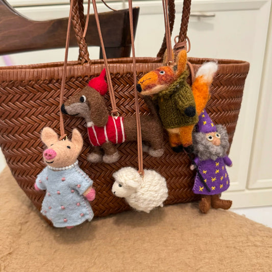 Brown Bunny Felt Keychain with Carrot Ball – Adorable Handmade Charm