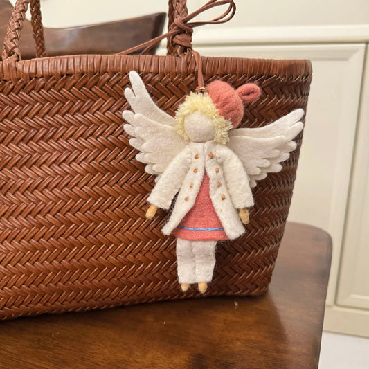 Felt Angel Ornament Keychain – Whimsical Guardian Charm