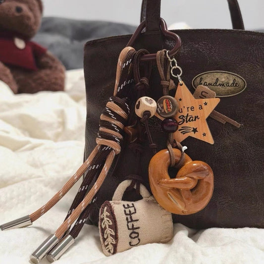 Coffee & Pretzel Charm Keychain – “You’re a Star” Edition