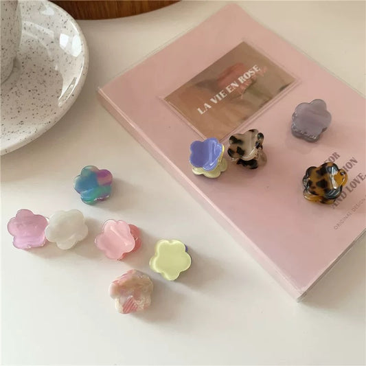 Mini Cloud Flower Claw Clip Set – 9pcs Pastel & Tortoise