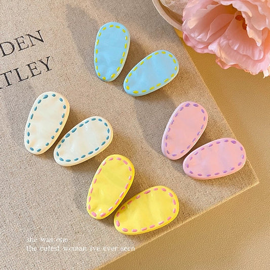 Stitched Candy Hair Clips – 8 pcs