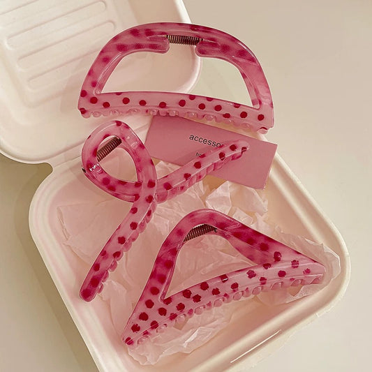 Pink Polka Dot Hair Clip Set – 3pcs