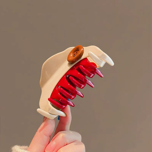 Button Accent Retro Hair Claw