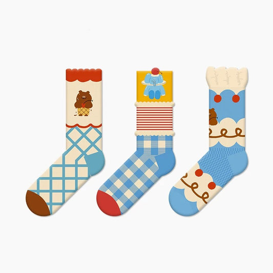 Ice Cream Party Socks – 3 Pairs Set