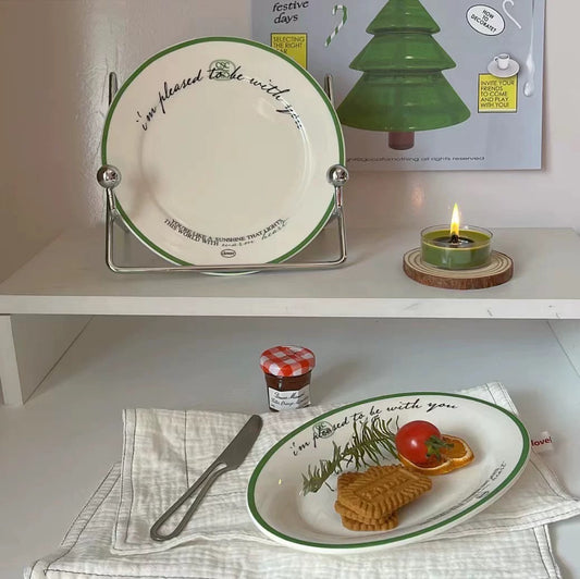 Romantic Ceramic Dinner Plates – “I’m Pleased to Be With You” Quote