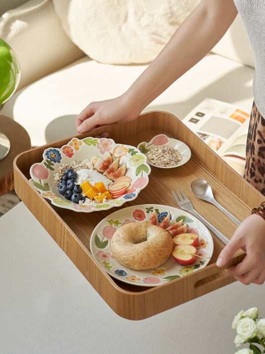 Floral Ceramic Plate Set – Vintage Breakfast Dishware