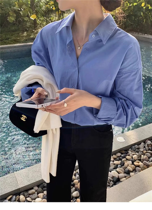 Oversized Button-Down Shirt – Casual Chic Cotton Blouse