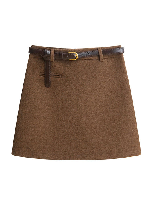 Wool Blend A-Line Mini Skirt