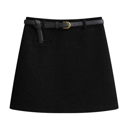 Wool Blend A-Line Mini Skirt