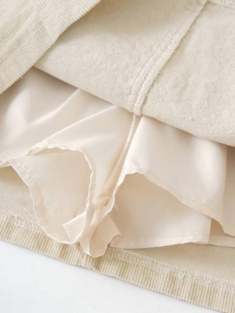Corduroy A-Line Mini Skirt With Belt
