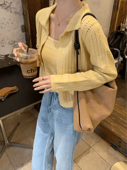Knit Cardigan and Tank Top Set – Casual Layering Knitwear