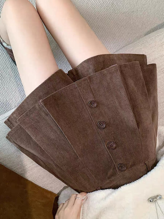 Corduroy Button-Down Mini Skirt