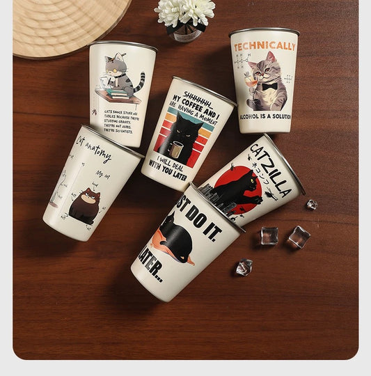 Funny Cat Travel Coffee Cups – Reusable Eco Mugs with Lids