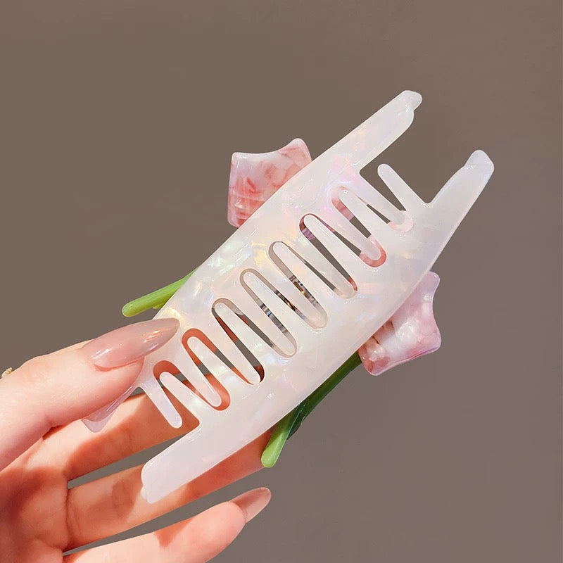 Large Claw Clip with 3D Tulip Flower
