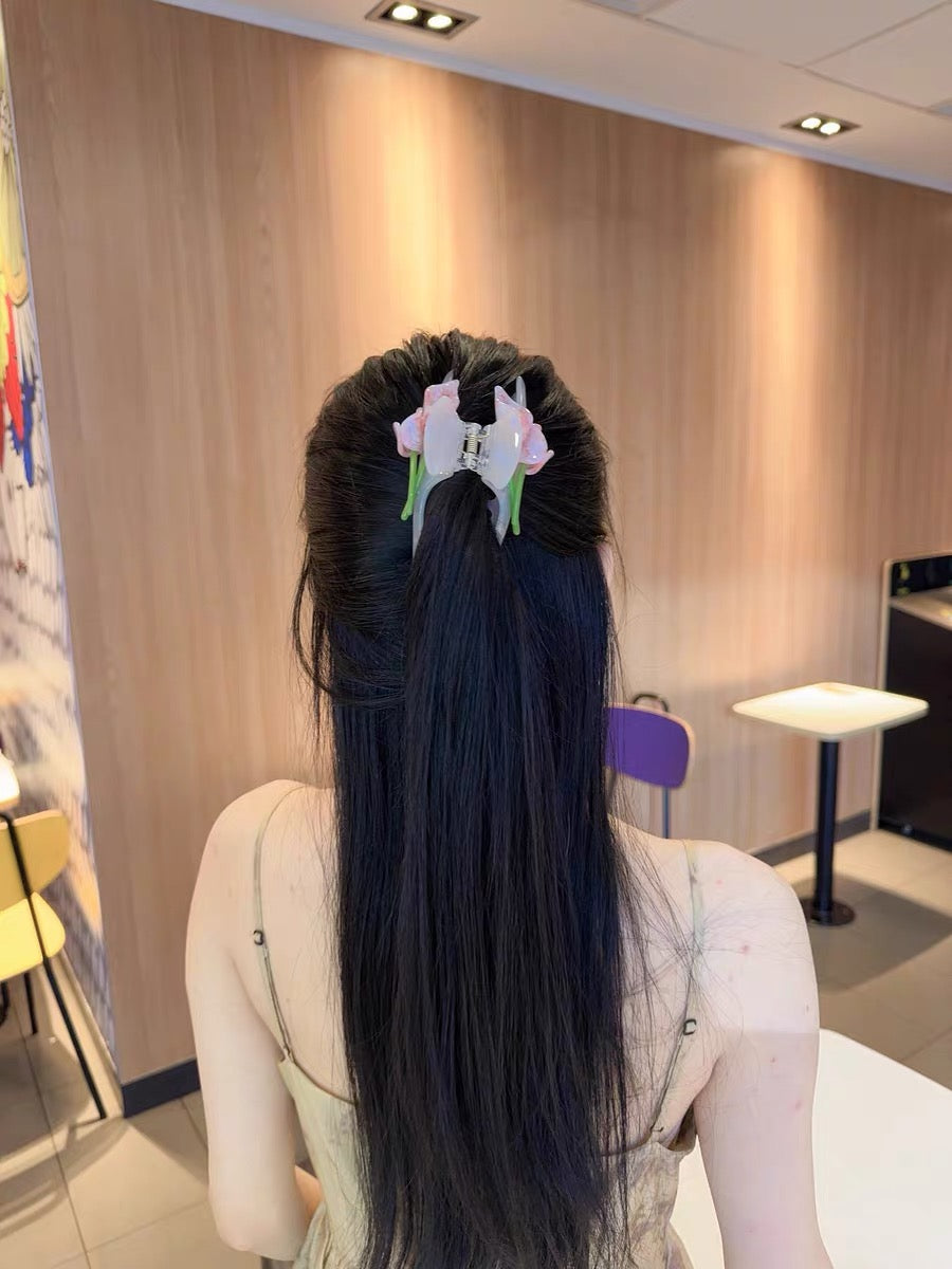 Large Claw Clip with 3D Tulip Flower