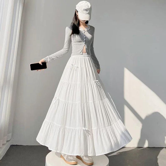 Tiered Maxi Skirt with Bows