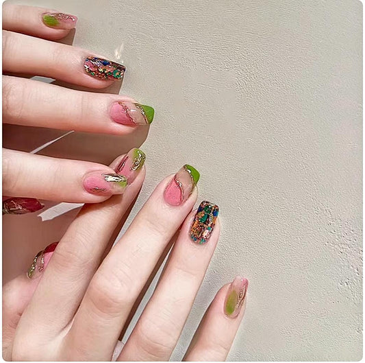 Stained Glass Style Gel Press-on Nails