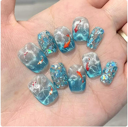 Underwater Beach Vibe Press-on Nail set