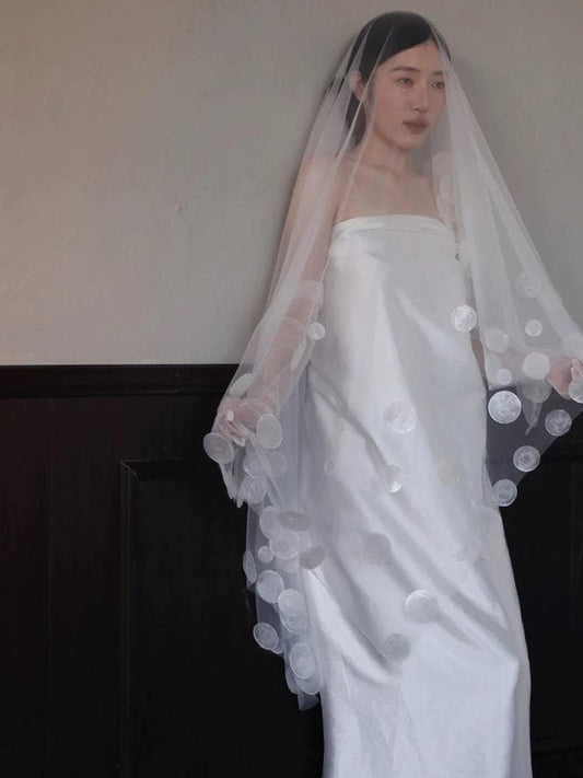 Large Sequine Dot Appliqué Chapel Veil